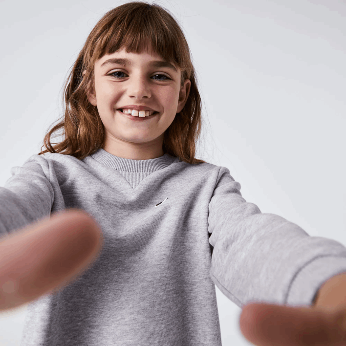 Lacoste Pleated Back Cotton Fleece Dress 646T3286 Grey Chine CCA Girls