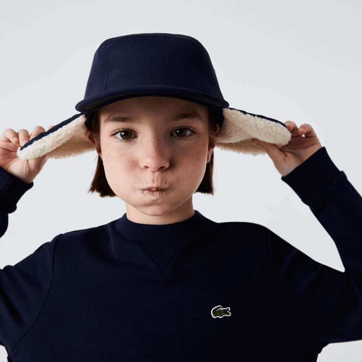 Lacoste Pleated Back Cotton Fleece Dress 646T3287 Navy Blue 166 Girls