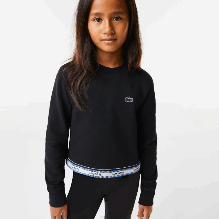 Lacoste Printed Band Short Sweatshirt 646T3206 Black 031 Girls