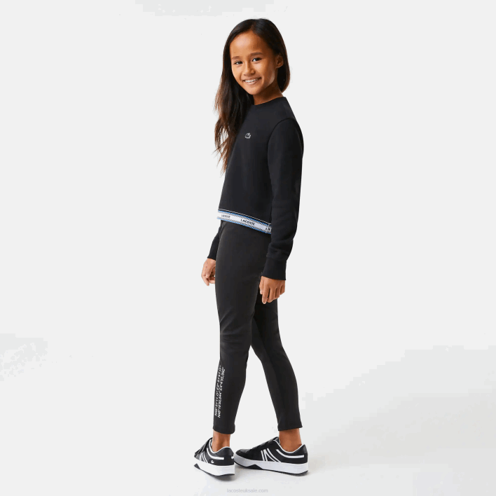 Lacoste Printed Band Short Sweatshirt 646T3206 Black 031 Girls