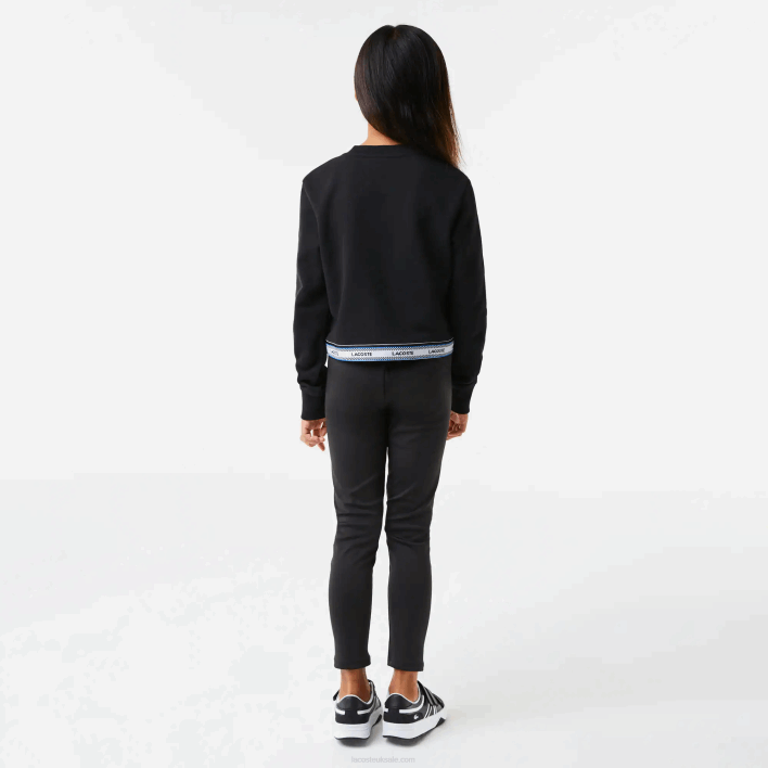 Lacoste Printed Band Short Sweatshirt 646T3206 Black 031 Girls