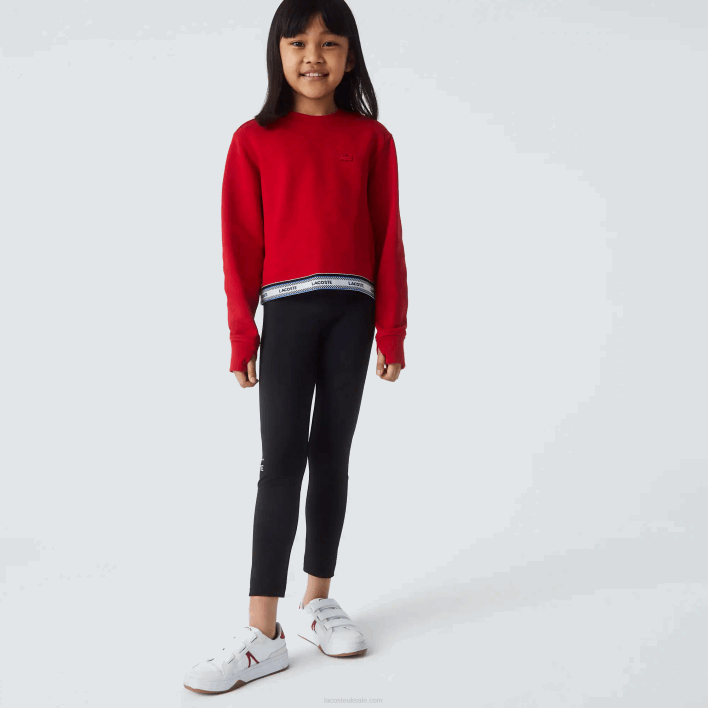 Lacoste Printed Band Short Sweatshirt 646T3207 Red 240 Girls