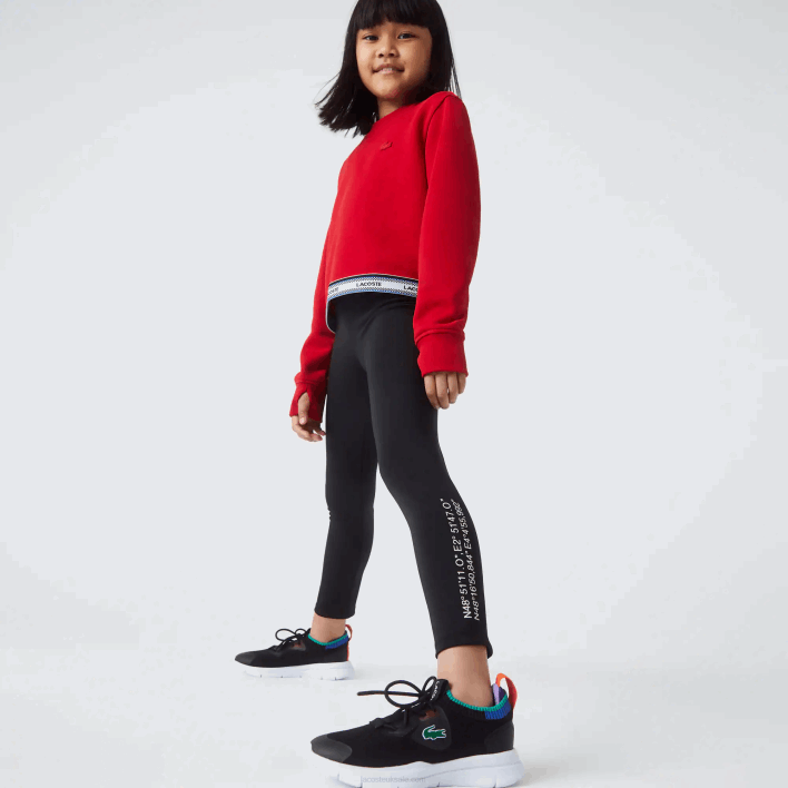 Lacoste Printed Waist Leggings 646T3232 Black 031 Girls