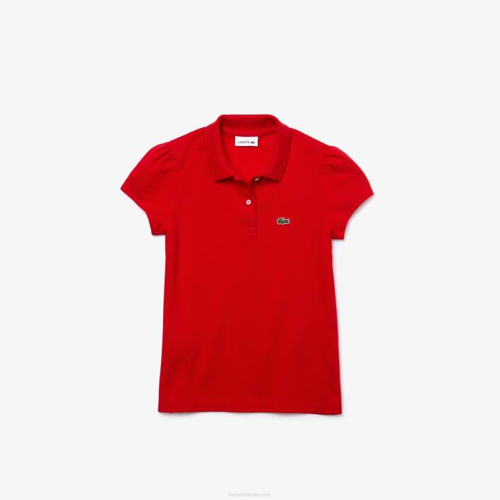 Lacoste Scalloped Collar Mini Pique Polo 646T2948 Red 240 Girls