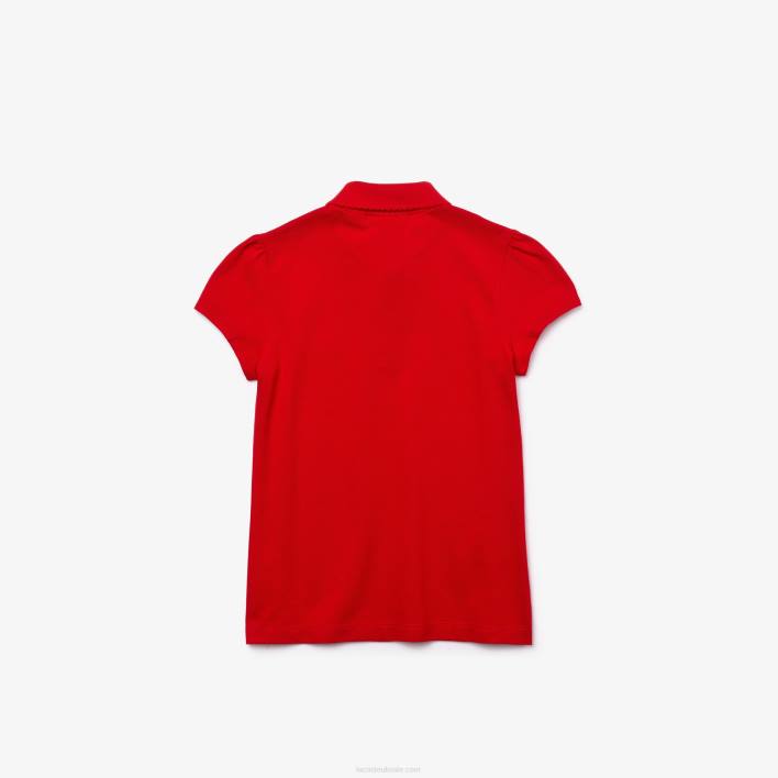 Lacoste Scalloped Collar Mini Pique Polo 646T2948 Red 240 Girls