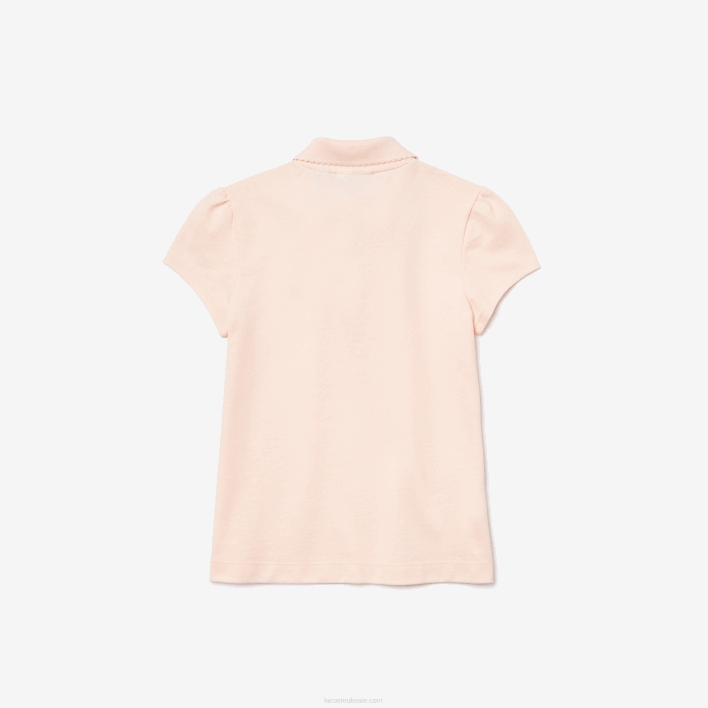 Lacoste Scalloped Collar Mini Pique Polo 646T3127 Light Pink CPM Girls