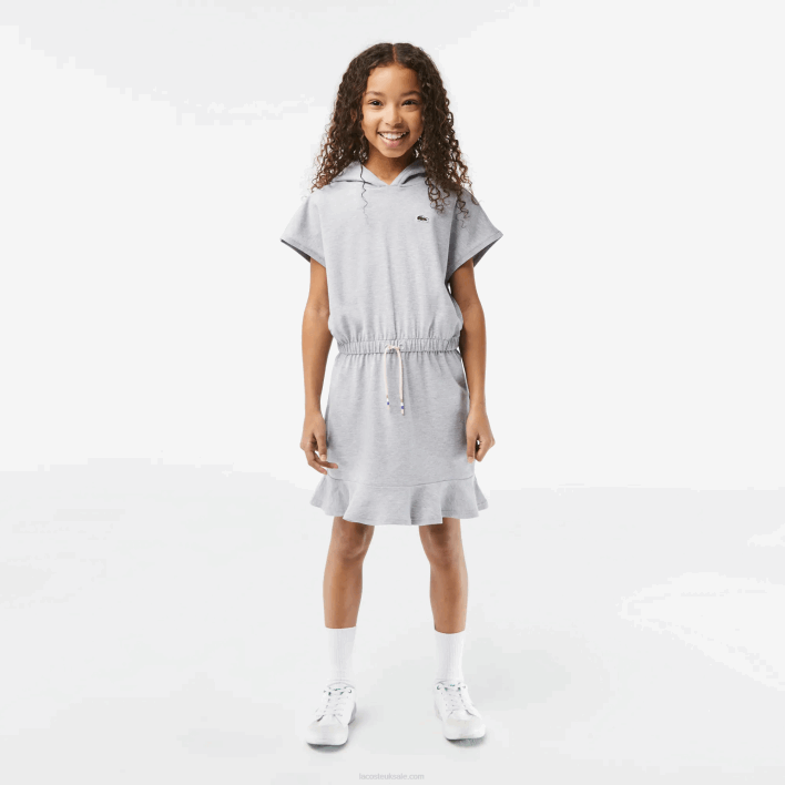 Lacoste Stretch Pique Sleeveless Sweater Dress 646T3095 Grey Chine CCA Girls