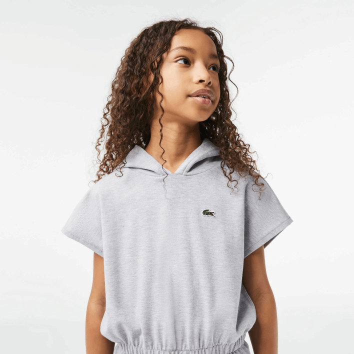 Lacoste Stretch Pique Sleeveless Sweater Dress 646T3095 Grey Chine CCA Girls