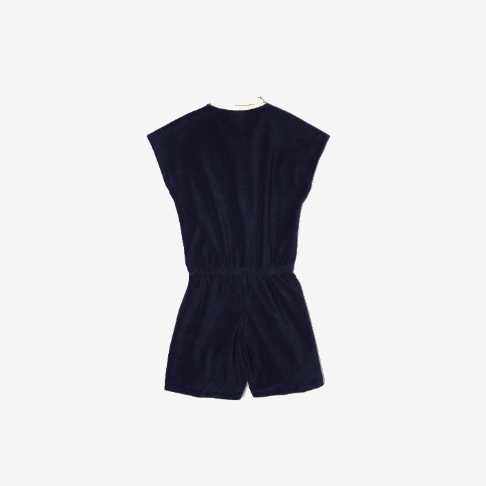 Lacoste Terrycloth Cotton Playsuit 646T3307 Navy Blue Yellow White GSW Girls