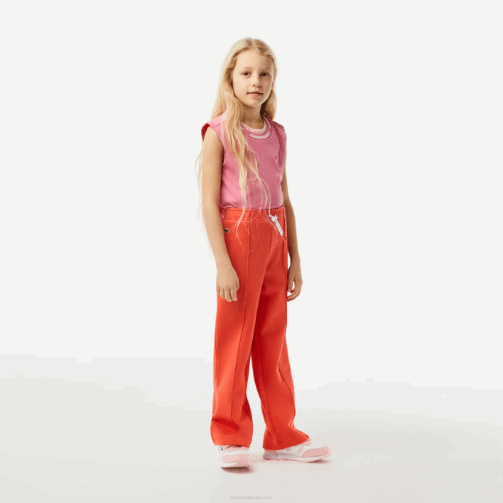 Lacoste Wide Leg Track Pants 646T3059 Orange 02K Girls