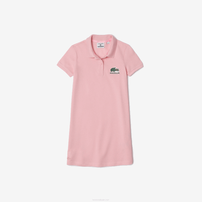 Lacoste x Minecraft Cotton Pique Polo Dress 646T3297 Pink 7SY Girls