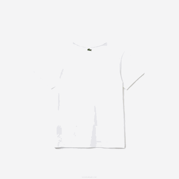 Lacoste Crew Neck Crocodile Lettering Cotton T-Shirt 646T3119 White 001 Boys
