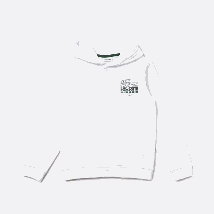 Lacoste Crocodile Cotton Hoodie 646T3202 White 001 Kids