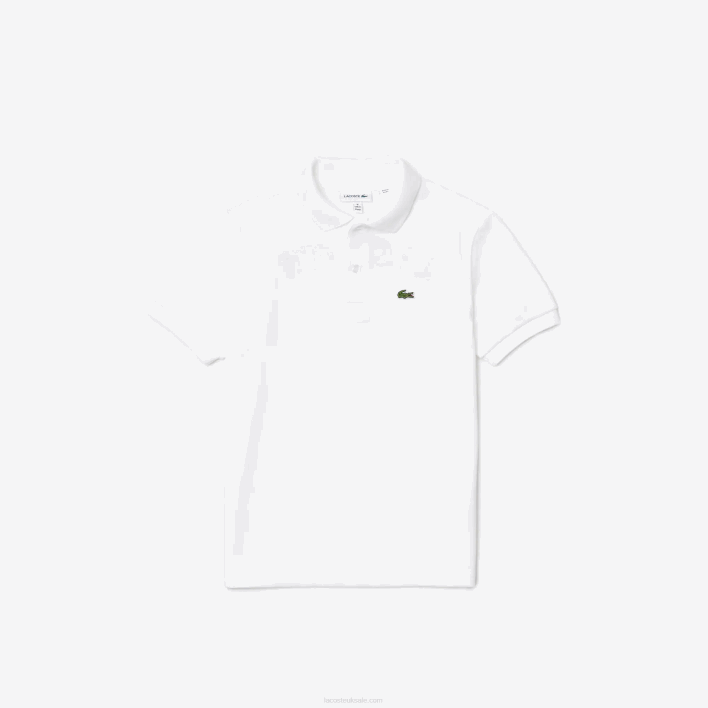 Lacoste Heritage Lettered Cotton Pique Polo 646T2964 White Red B6C Kids