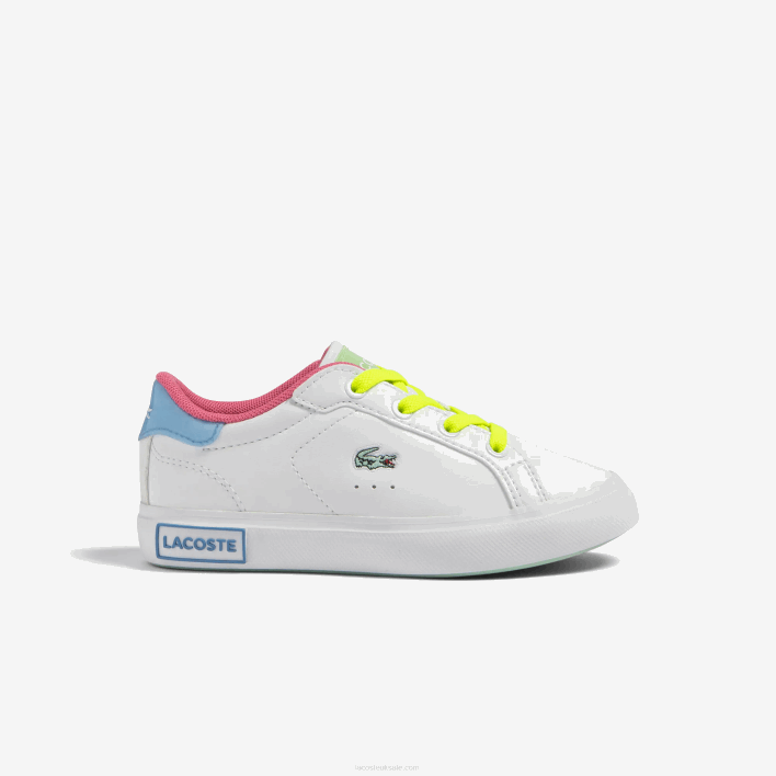 Lacoste Powercourt Synthetic Color-Pop Sneakers 646T2931 White/Green 082 Infants