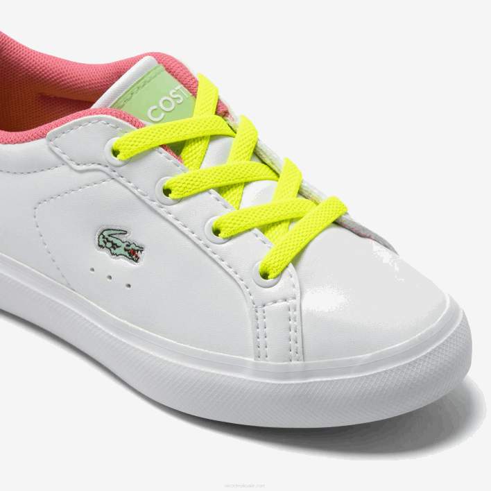 Lacoste Powercourt Synthetic Color-Pop Sneakers 646T2931 White/Green 082 Infants
