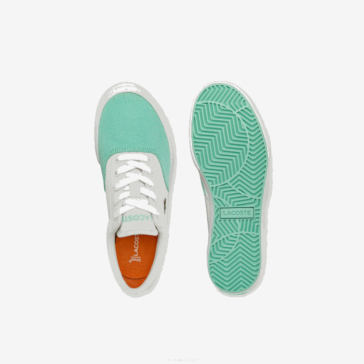 Lacoste Jump Serve Lace Canvas Sneakers 646T3263 White Turquoise T66 Kids