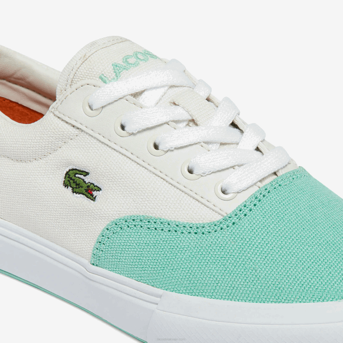Lacoste Jump Serve Lace Canvas Sneakers 646T3263 White Turquoise T66 Kids