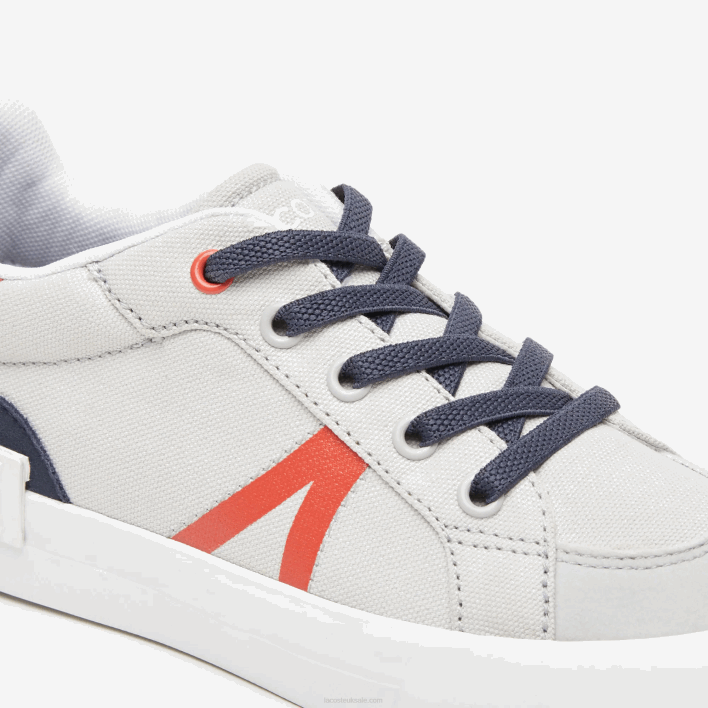 Lacoste L004 Textile Sneakers 646T3061 Light Grey Red 15C Kids