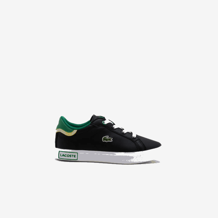 Lacoste Powercourt Synthetic Sneakers 646T2978 Black & Green 1B4 Infants