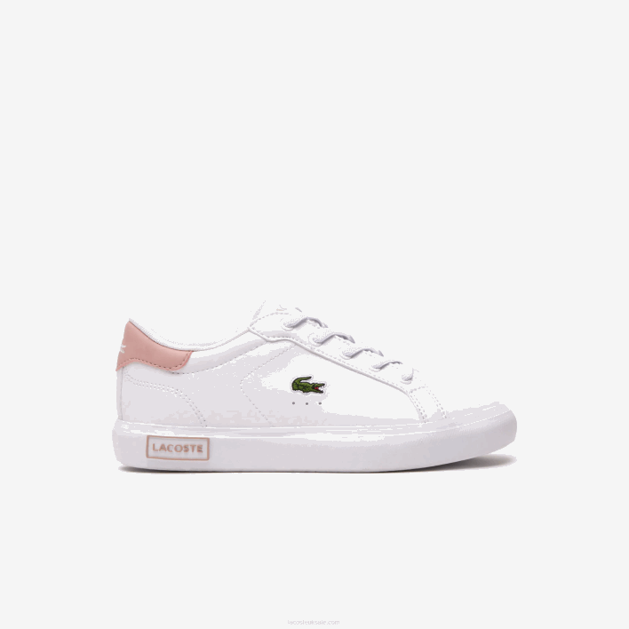 Lacoste Powercourt Synthetic Sneakers 646T3066 White & Light Pink 1Y9 Kids