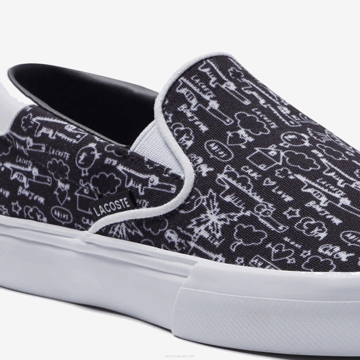 Lacoste Jump Serve Textile Slip On 646T3322 Black & White 312 Juniors