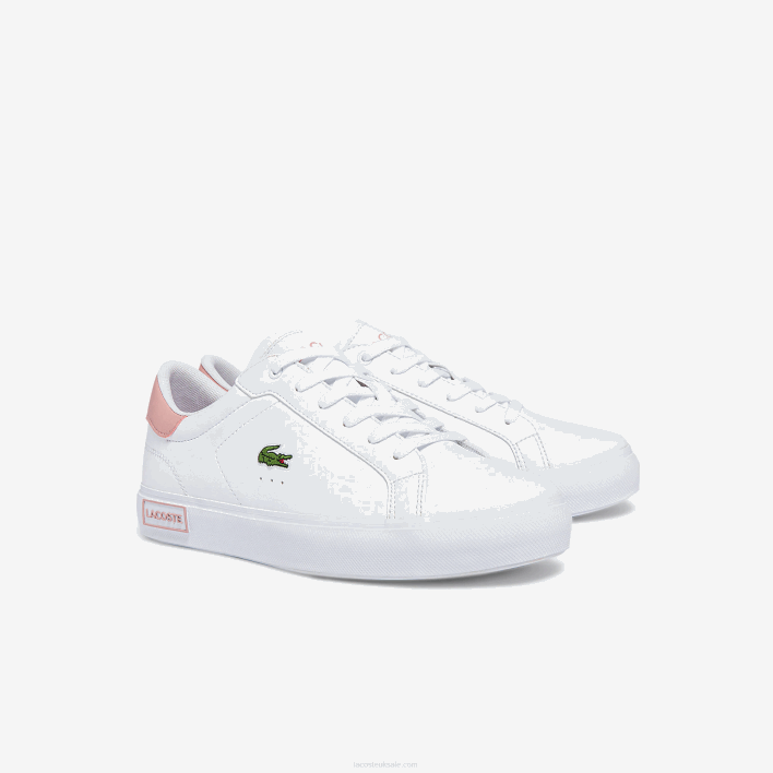 Lacoste Powercourt Synthetic Sneakers 646T3308 White & Light Pink 1Y9 Juniors