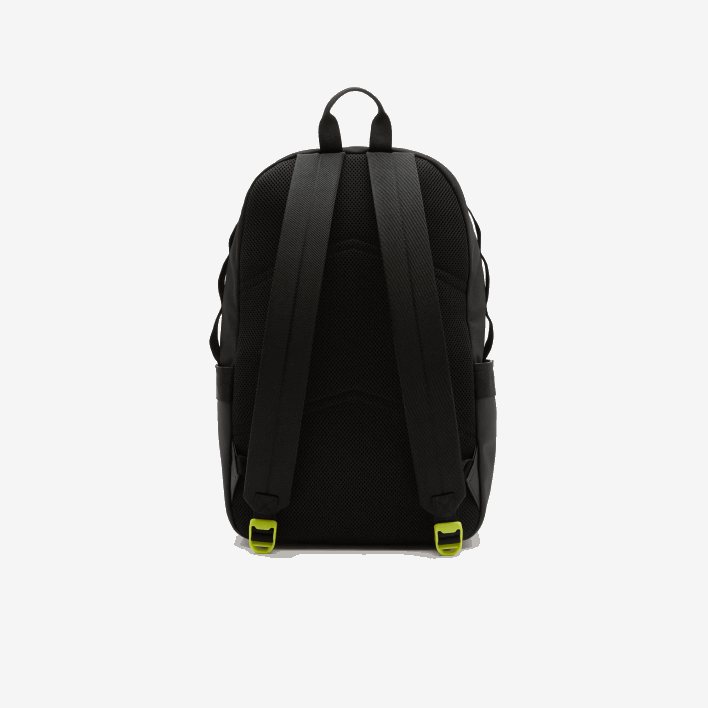 Lacoste Elasticized Cord Water-Repellent Backpack 646T2085 Noir Lime K68 Men