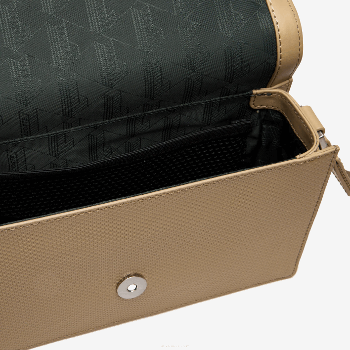 Lacoste Chantaco Calfskin Leather Flap Closure Bag 646T1969 Lion L32 Men