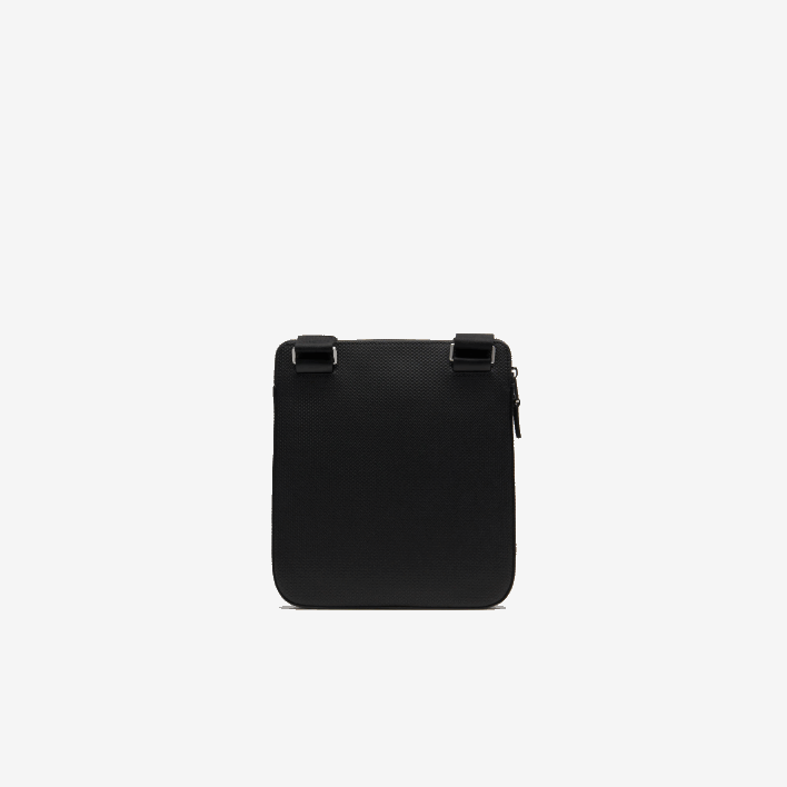 Lacoste Chantaco Matte Pique Leather Flat Zip Bag 646T2039 Black 000 Men