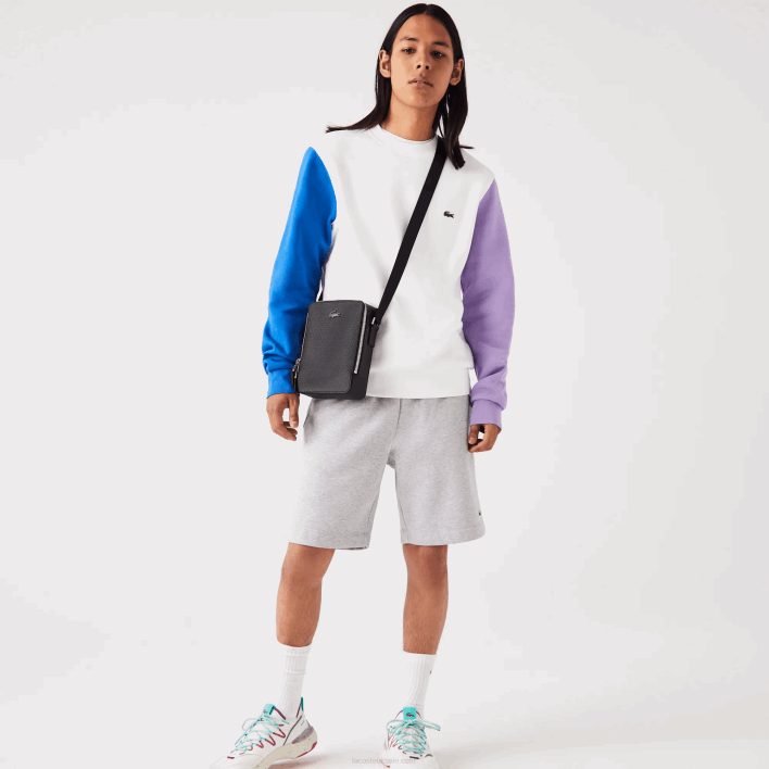 Lacoste Chantaco Matte Stitched Leather Vertical Camera Bag 646T2025 Black 000 Men