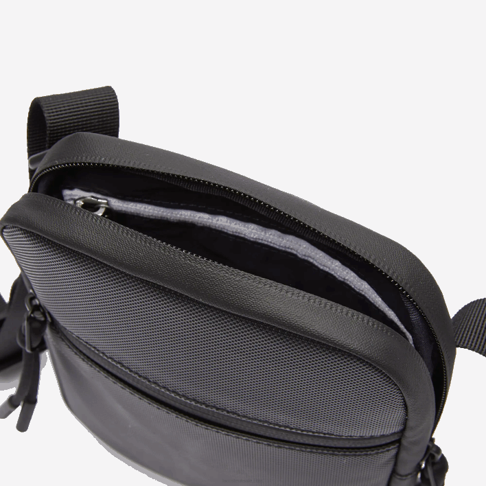 Lacoste LCST Coated Canvas Small Flat Crossbody Bag 646T2018 Black 000 Men