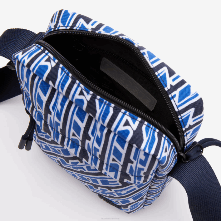 Lacoste Neocroc Logo Print Vertical Messenger Bag 646T1974 Mono Royaume Blanc L63 Men