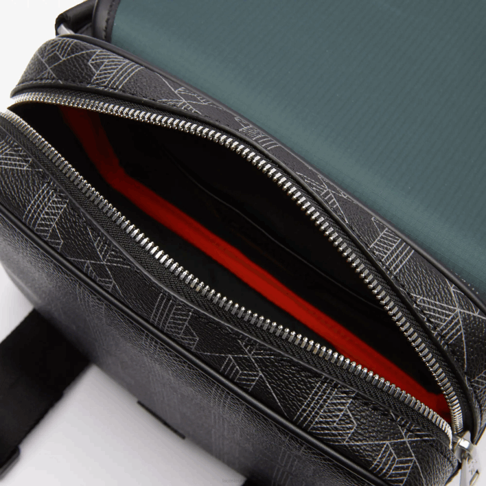 Lacoste The Blend Clipped Monogram Canvas Messenger Bag 646T2067 Monogram Noir Gris H45 Men