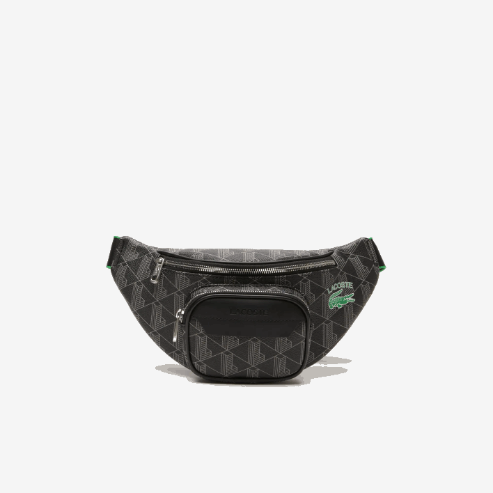 Lacoste The Blend Monogram Print Belt Bag 646T1949 Mono Noir Gris Estragon L83 Men