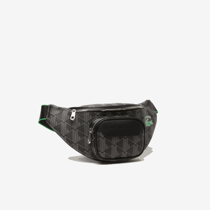 Lacoste The Blend Monogram Print Belt Bag 646T1949 Mono Noir Gris Estragon L83 Men