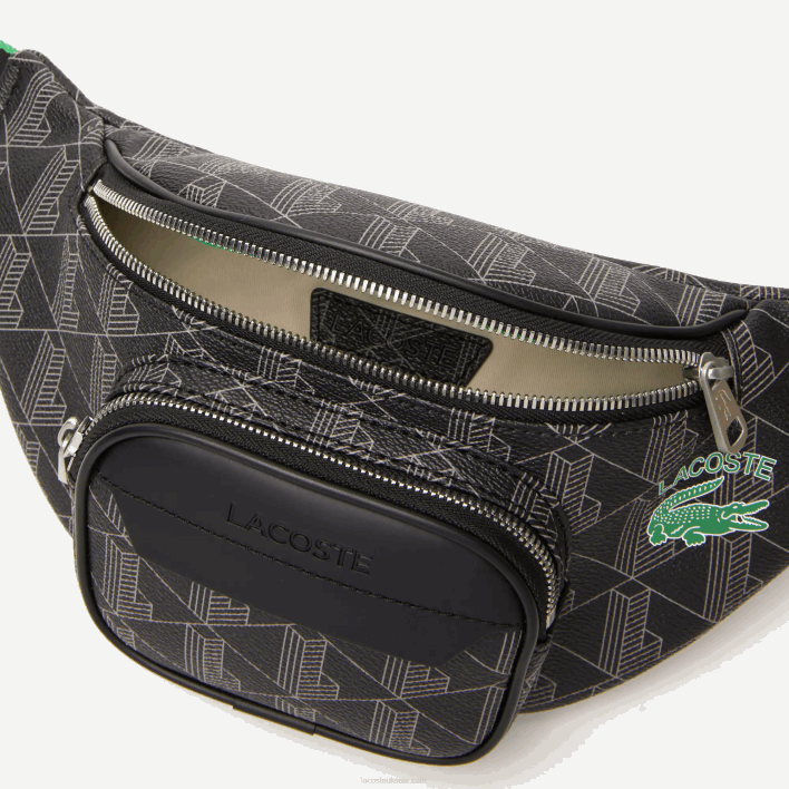 Lacoste The Blend Monogram Print Belt Bag 646T1949 Mono Noir Gris Estragon L83 Men