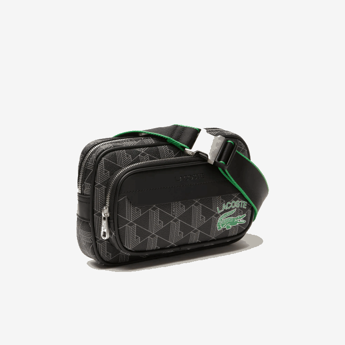Lacoste The Blend Monogram Print Crossbody Bag: Small 646T1961 Mono Noir Gris Estragon L83 Men