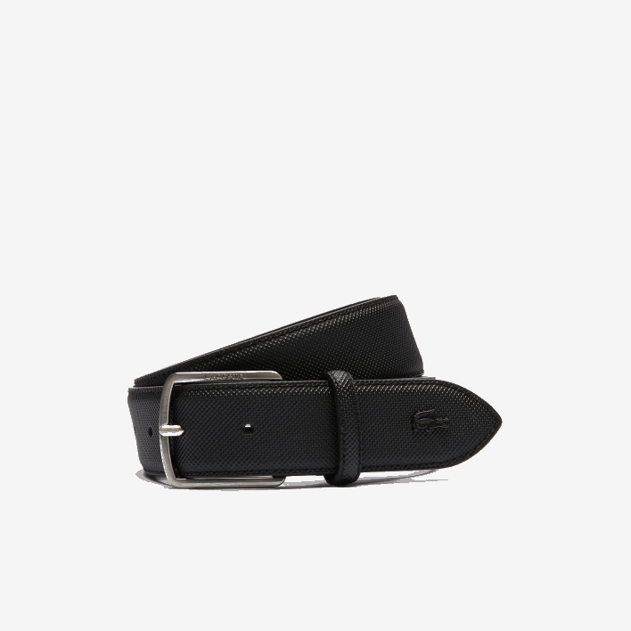 Lacoste Engraved Buckle Pique Canvas Belt 646T2087 Black 000 Men
