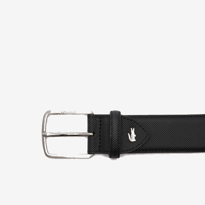 Lacoste Engraved Buckle Pique Canvas Belt 646T2087 Black 000 Men