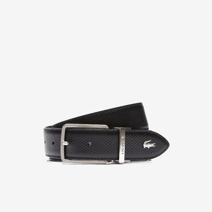 Lacoste Engraved Buckle Reversible Pique Leather Belt 646T2077 Black 000 Men
