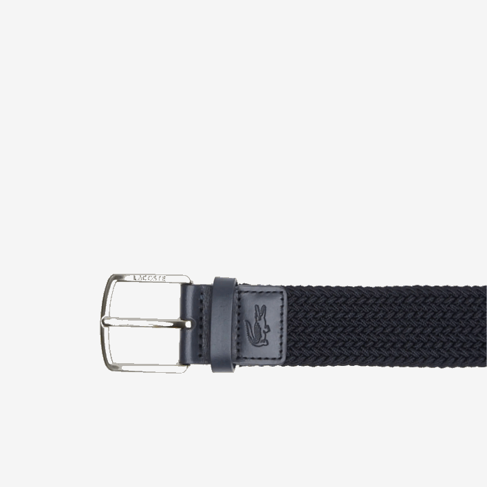 Lacoste Engraved Buckle Stretch Knitted Belt 646T1983 Bleu Nuit L40 Men