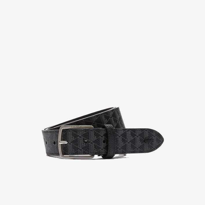 Lacoste Monogram Tongue Buckle Woven Belt 646T2099 Monogram Noir Gris H45 Men