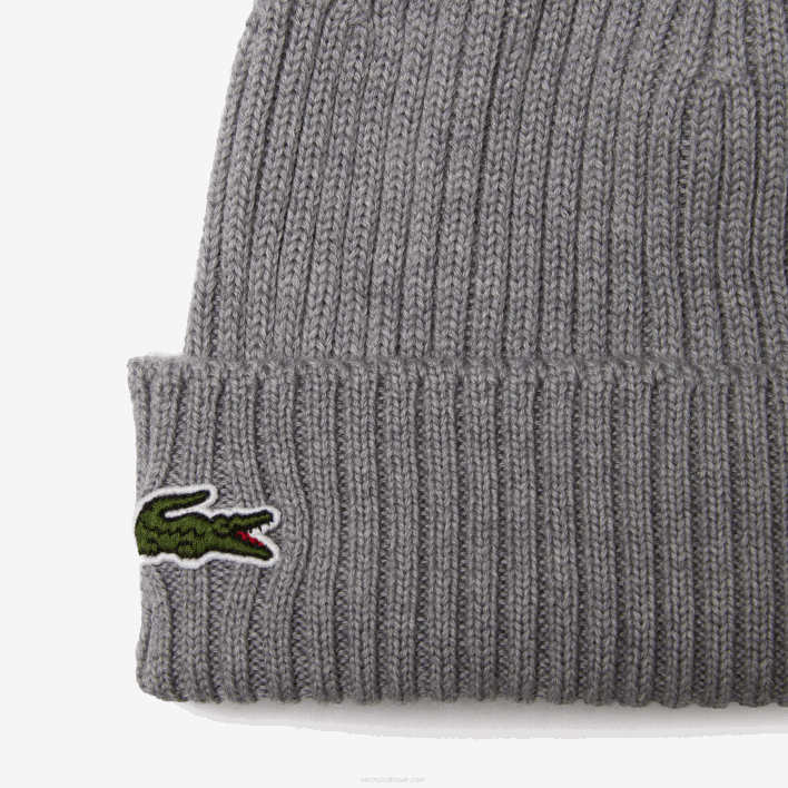 Lacoste Ribbed Wool Beanie 646T2242 Grey Chine YRD Men