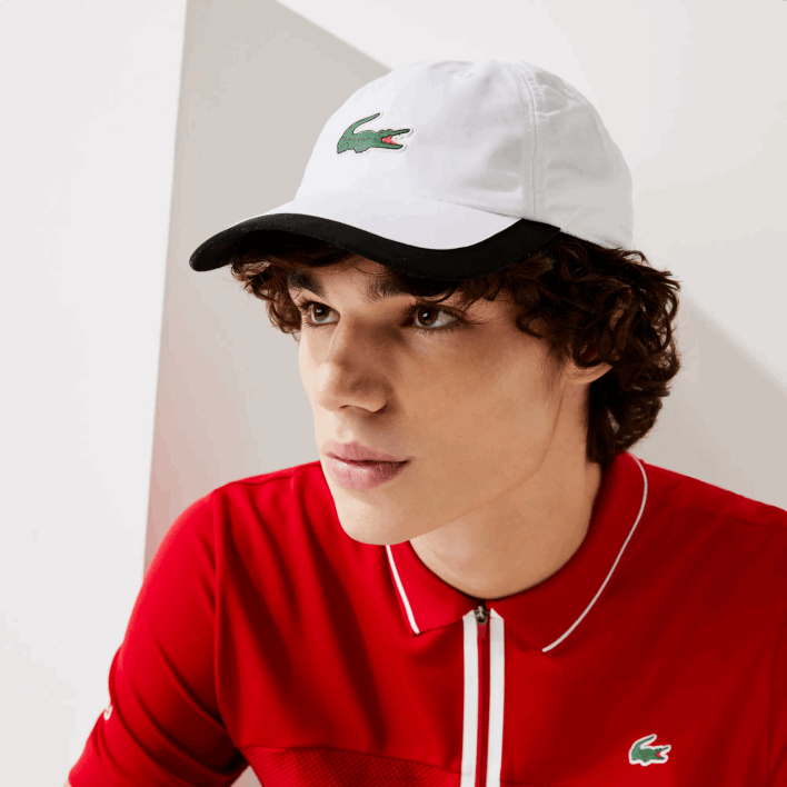 Lacoste SPORT Contrast Border Lightweight Cap 646T1930 White Black AU8 Men