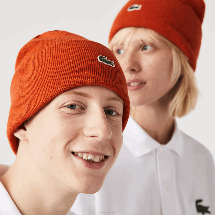 Lacoste Wool Beanie 646T2292 Orange UY6 Men