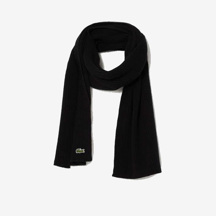 Lacoste Ribbed Wool Scarf 646T2283 Black 031 Men