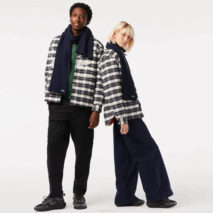 Lacoste Speckled Wool Scarf 646T2302 Navy Blue 7CG Men