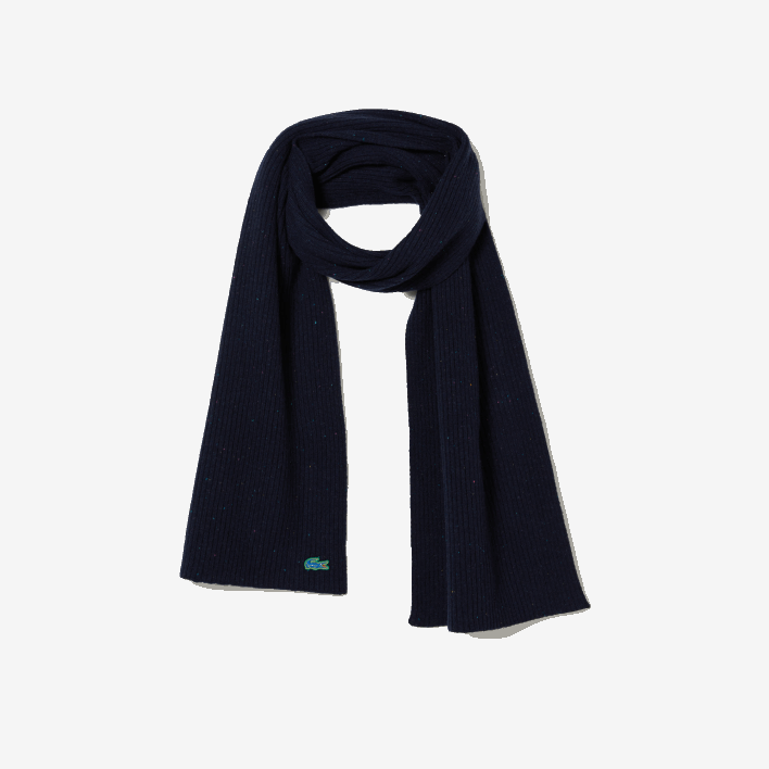 Lacoste Speckled Wool Scarf 646T2302 Navy Blue 7CG Men