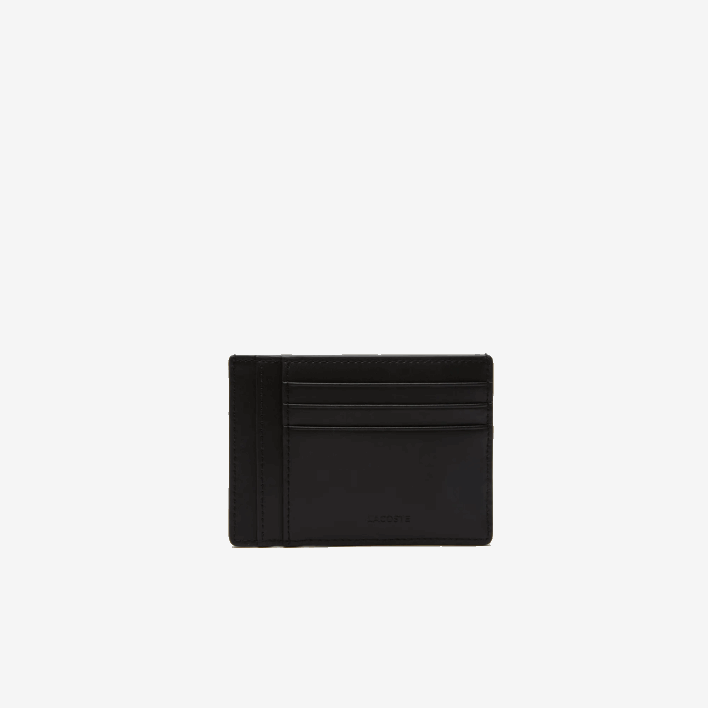 Lacoste Chantaco Calfskin Leather Card Holder 646T1988 Black 000 Men